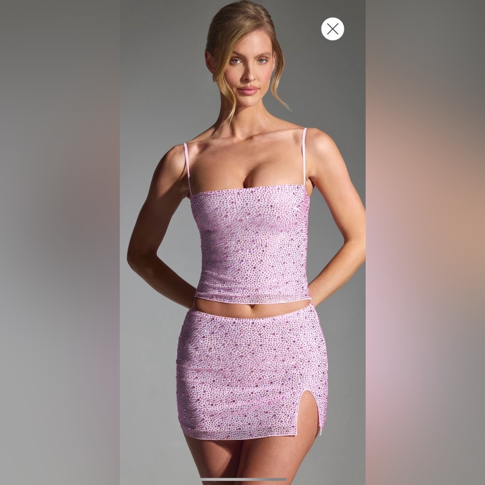 Oh Polly- Embellished Micro Mini Skirt and Top - Peony Pink - NWOT - Size 4